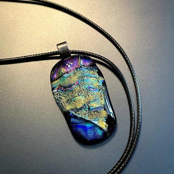 Handmade Jewelry - Colorful Dichroic Art Glass Pendant